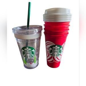 Starbucks Red and Clear Holiday Cup Set